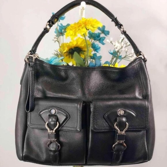 Cole Haan Handbags - COLE HAAN Black Leather Hobo Shoulder Bag Purse with Dual Front Pockets-GORGEOUS